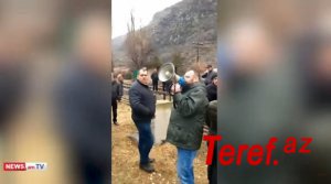 Yüzlərlə etirazçı Yerevan-Tbilisi dəmiryolunu bağlayıb – VİDEO