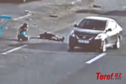 Bakıda süpürgəçini vuran qadın sürücü şoka düşdü - Video