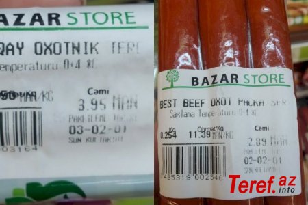 “Bazarstore”da 18 illik sosis və kolbasalar satılır: - Müştərilərin sağlamlığı təhlükə altında