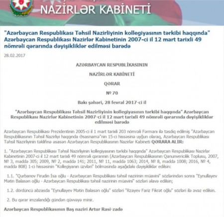 Prezidentin sərəncamı yoxa çıxıb?- Təhsil Nazirliyindəki təyinatla bağlı müəmma