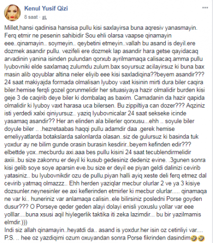 "Ərə dözmək asandır, amma pullu sevgilini əldə saxlamaq çətin" - Könüldən QALMAQALLI PAYLAŞIM