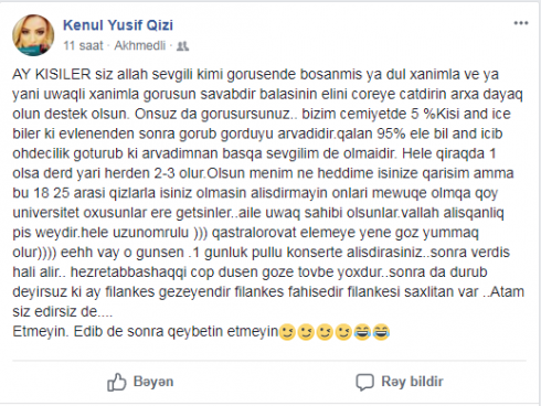 "Ay kişilər, görüşəndə dul qadınla görüşün, savabdır" - Azərbaycanlı aktrisadan qalmaqallı açıqlama