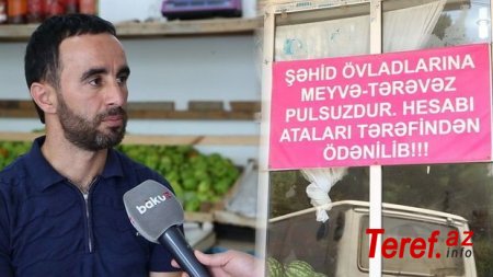 Bakıdakı bu mağazada şəhid ailələri üçün meyvə-tərəvəz pulsuzdur - "Hesabı ATALARI tərəfindən ödənilib"