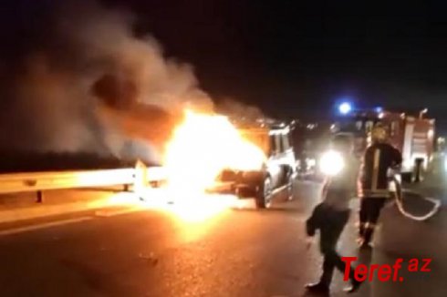 Bakıda dəhşət: Sürücü maşında diri-diri yanaraq öldü (18+VİDEO)