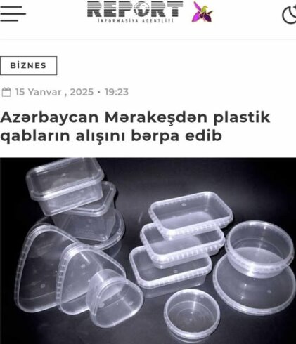 Azərbaycan Mərakeşdən plastik qap alışını bərpa edib - Biz neftdən hazırlanan plastik qabıda xaricdən alırıq?