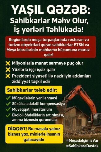 “YAŞIL QƏZƏB: MEŞƏDƏ SAHİBKARLARA HÜCUM – MİLYONLAR YERƏ SOVRULUR!”